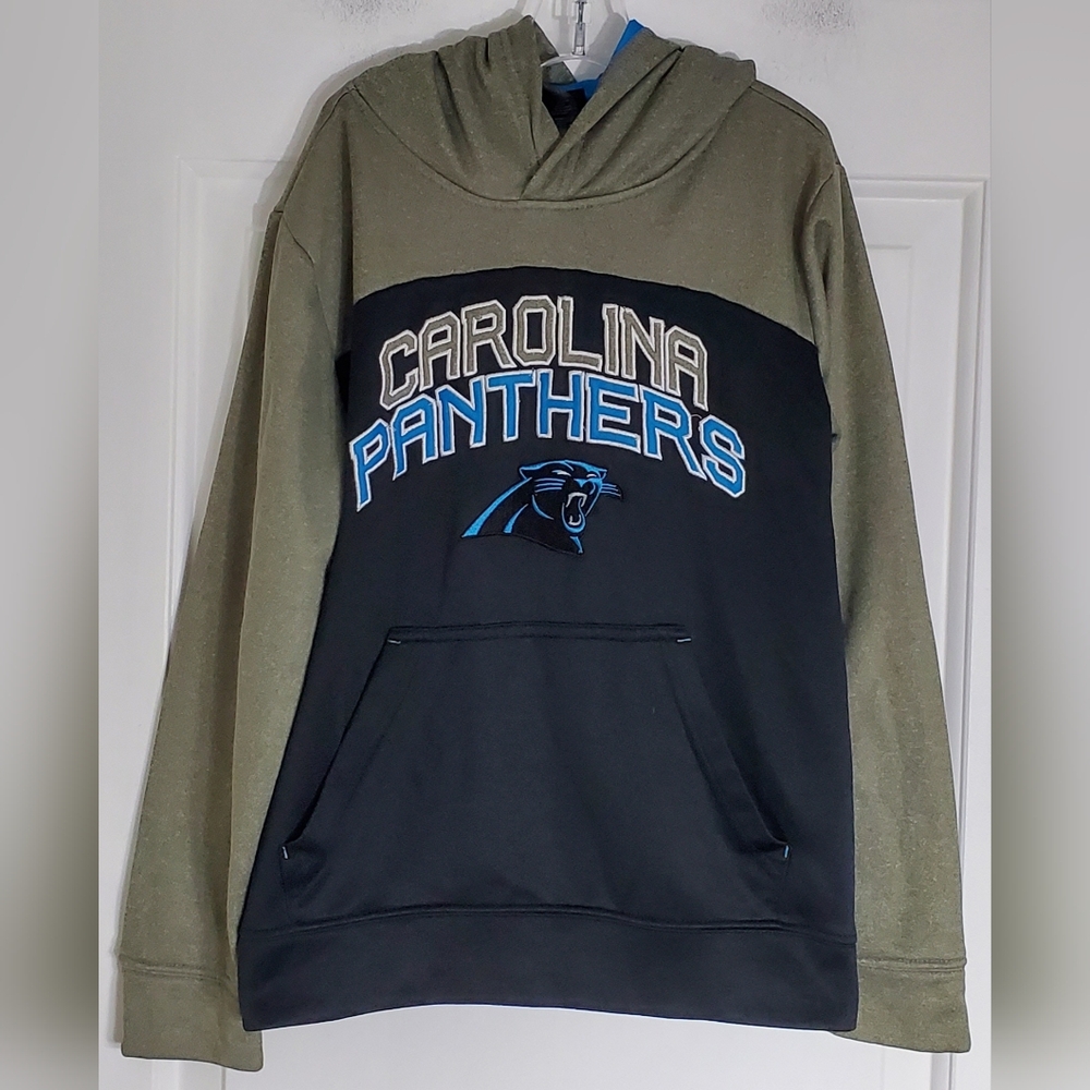 NFL Apparel Youth Carolina Panthers Embroidered Pullover Hoodie - Size M 10-12